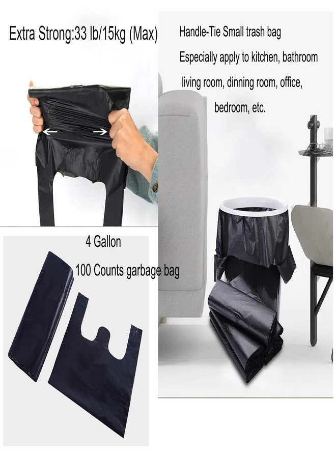 YYaaloa 100 pcs Black Trash Bags with Handles - 14x22 Super Thick 1.8mil Plastic Rubbish Bags for Office, Picnic, Kitchen, Bulk Use - Image 5